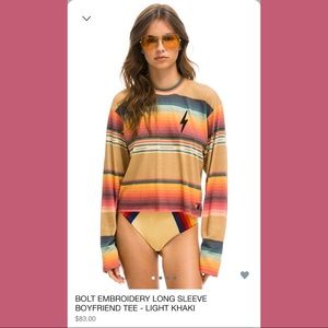 AVIATOR NATION Bolt Khaki Long Sleeve Gently Worn